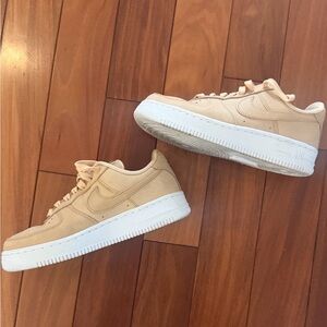 Nike Air Force 1 Lifestyle Women's Sneakers, Tan Color
